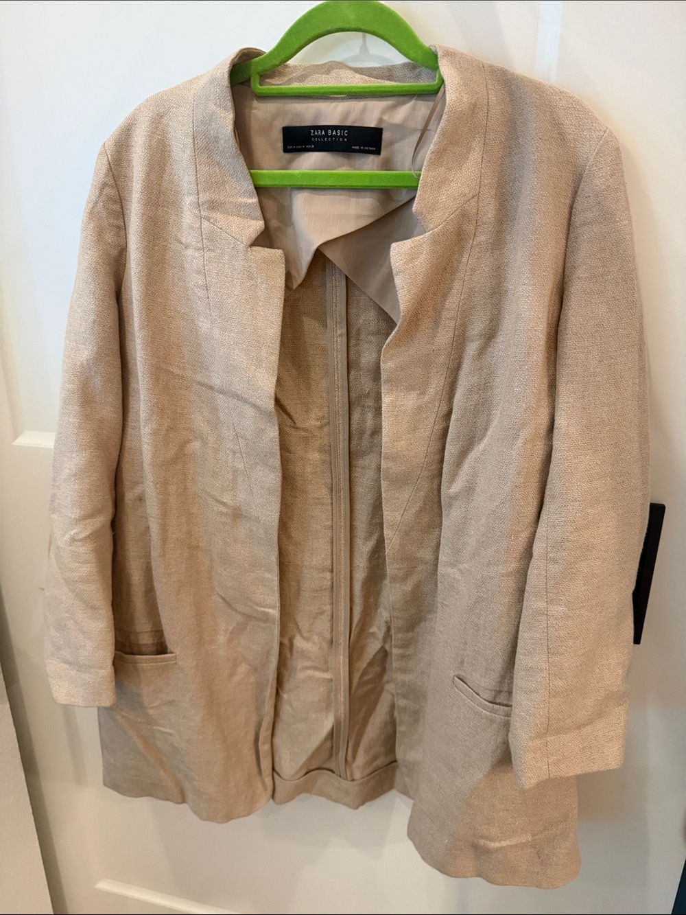 Zara Beige Open-Front Blazer